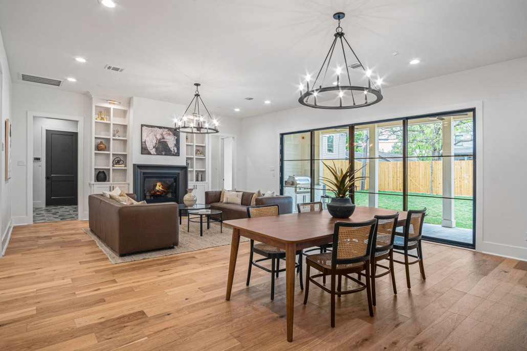 Open-concept living and dining space completed by EC Builders